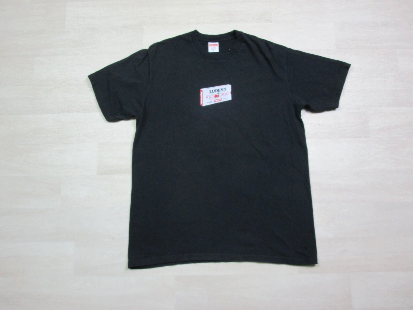 Supreme Ludens Toux Drops Box Logo Noir T Shirt Homme (M) Occasion Wild Cherry