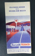 1953 California Nevada Arizona New Mexico road  map Texaco  oil  gas route 66
