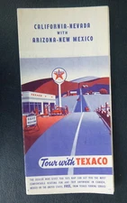 1953 California Nevada Arizona New Mexico road  map Texaco  oil  gas route 66