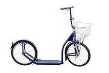 16" AMISH KICK SCOOTER ~ Navy Blue Foot Bike w/ Basket 7 Brakes MADE in the USA