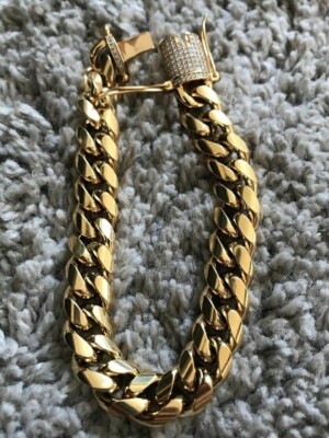 10K Yellow Gold Plated 1Ct Round Moissanite Men's 10mm Cuban Link