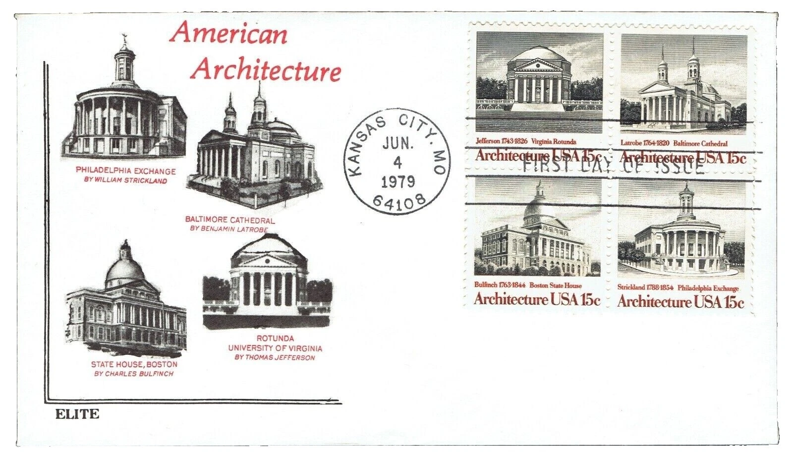 First Day of Issue Architecture Black United States Stamps