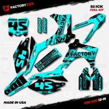 Black & Cyan Slick Racing Graphics Kit fits Honda CRF450R 13-16 Crf 450 Crf450