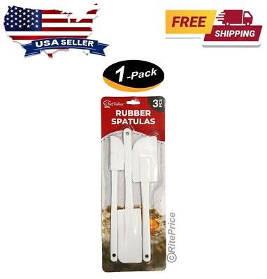 3 PCS (1 Pack) Rubber Spatula Kitchen Utensil Set Perfect For Cooking Bake - New