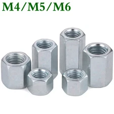 M4 M5 M6 Steel Hex Coupling Nuts Zinc Plated Threaded Rod Long Connector Nuts
