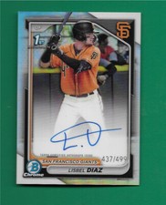 2024 Bowman Chrome Prospects Lisbel Diaz Refractor Auto 437/499     NO TARIFFS