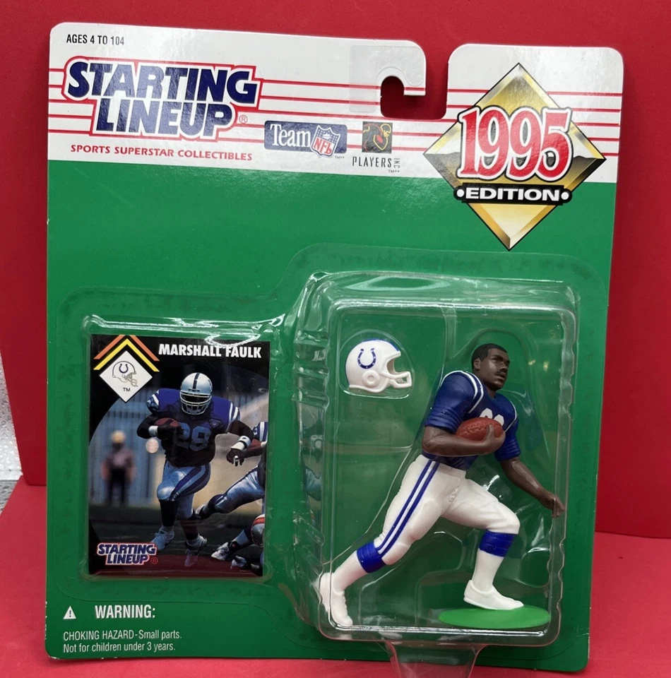 1995+96 Juego de 2 figuras de acción y tarjeta de la alineación inicial de la NFL Marshall Faulk Colts Foto 2 de 4