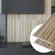 WOODY WALLS 46" Real Wood Slat Wall Panels, DIY Acoustic Wood Paneling, 2 Panels