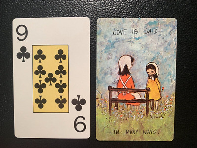 Swap Playing Card    LOVE IS SAID IN MANY WAYS    Nine of Clubs   HOYLE   USA
