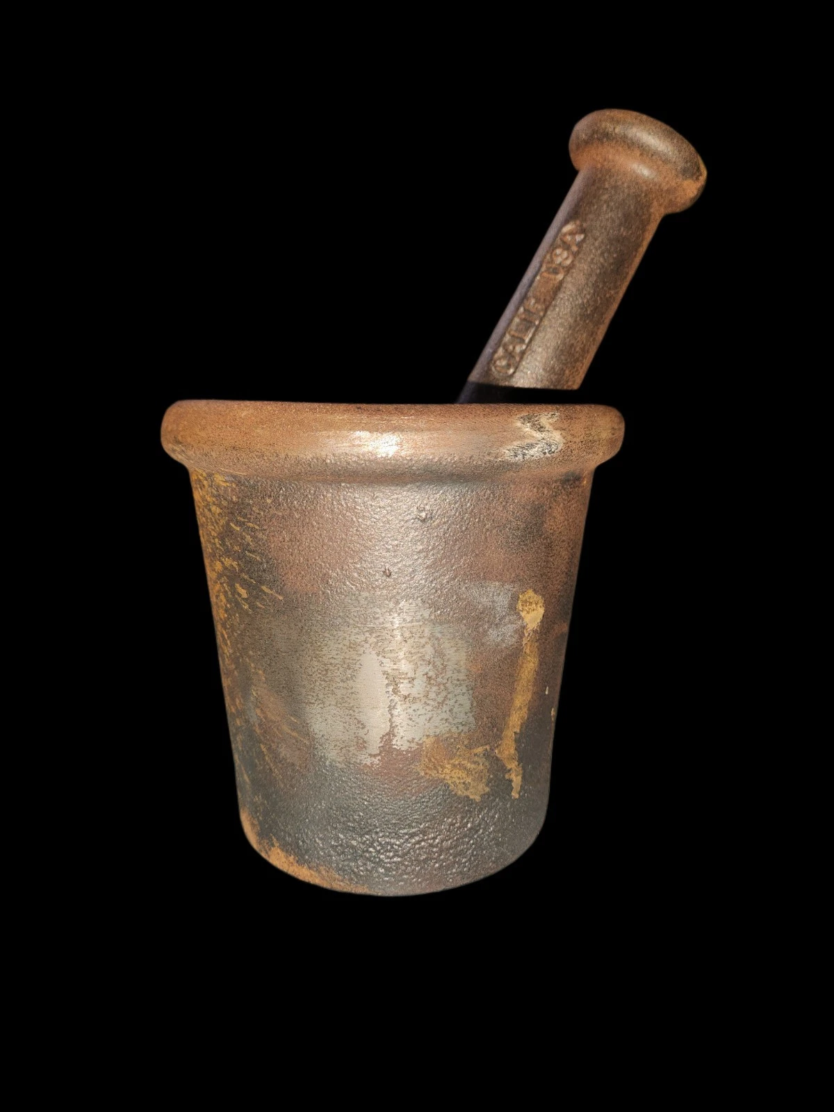 Cast Iron Mortar & Pestle, Royal MFG California USA Large Antique Pharma 16 Lb.