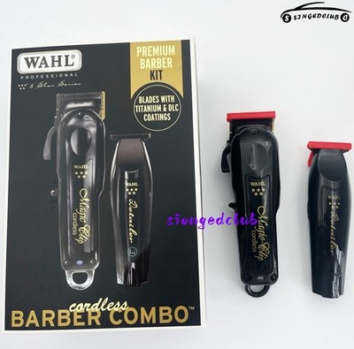 Wahl Cordless Barber Combo Black Magic Clip Clipper & Detailer Trimmer 3025397