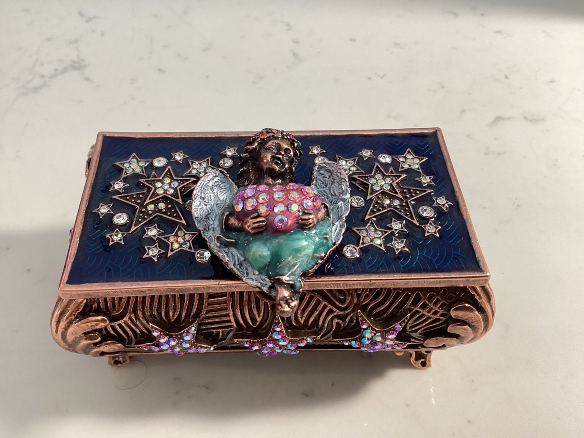 RARE AUTHENTIC SIGNED KIRKS FOLLY ANGEL HEART ENAMEL CRYSTAL