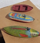Vintage 1950's J. Chein Tin Litho Wind Up Speed Boats & Fish Lot