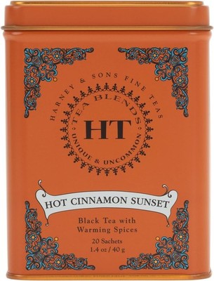 Caffeinated Hot Cinnamon Sunset Black Tea with Orange and Cloves Tin 20 Sachets