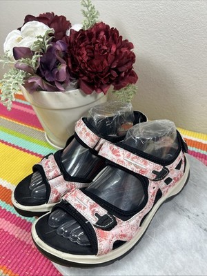 ECCO Receptors Floral Pink Leather Straps Comfort Slingback Sandals Women s US 8