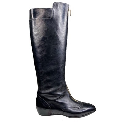 Tod s Women s Cuoio T20 Black Pull On Riding Boots Size 34.5 US 4.5