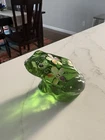 FENTON ART GLASS 2005 FERN GREEN HP MULTI COLORED FLOWERS FROG FIGURINE