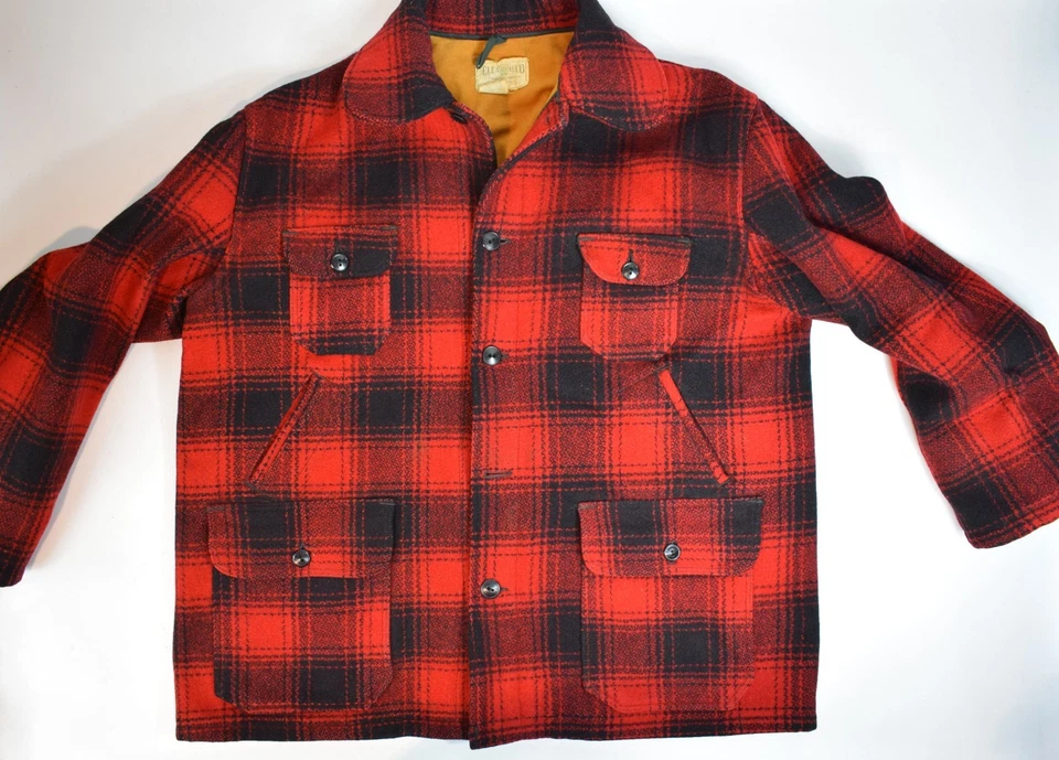 Vintage FIELD & STREAM Sportsman Coat All Wool - Plaid (Red) Size 46 Made in USA - Image 2 of 4