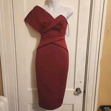 asos red Pencil One Shoulder Classic Cocktail Dress Size 0