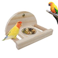 Bird PlayStand Feeding Bowl For Parrot  Parakeet Cage Wooden Perch Bird Cage