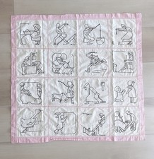Vintage Grandma Handmade children  s crib quilt with embroidery Of Events