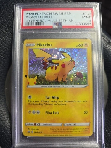2020 Pokémon SWSH BSP Pikachu Holo 21 General Mills 25th Ann. Stamped Mint