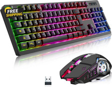 Wireless RGB Gaming Keyboard and Mouse - Rechargeable RGB Backlit