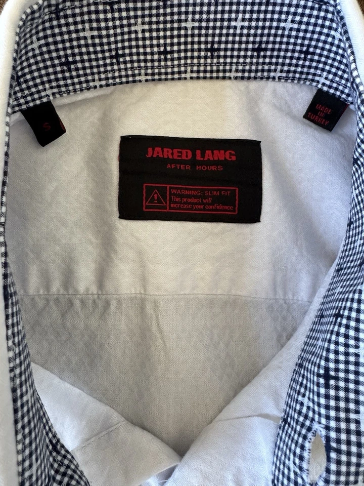 Jared Lang Long Sleeve Slim Fit Button Up Shirt, White (light grey) - Small - Image 4 of 4