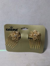 Vintage Karina Gold Comb Clips Hair 2 pc
