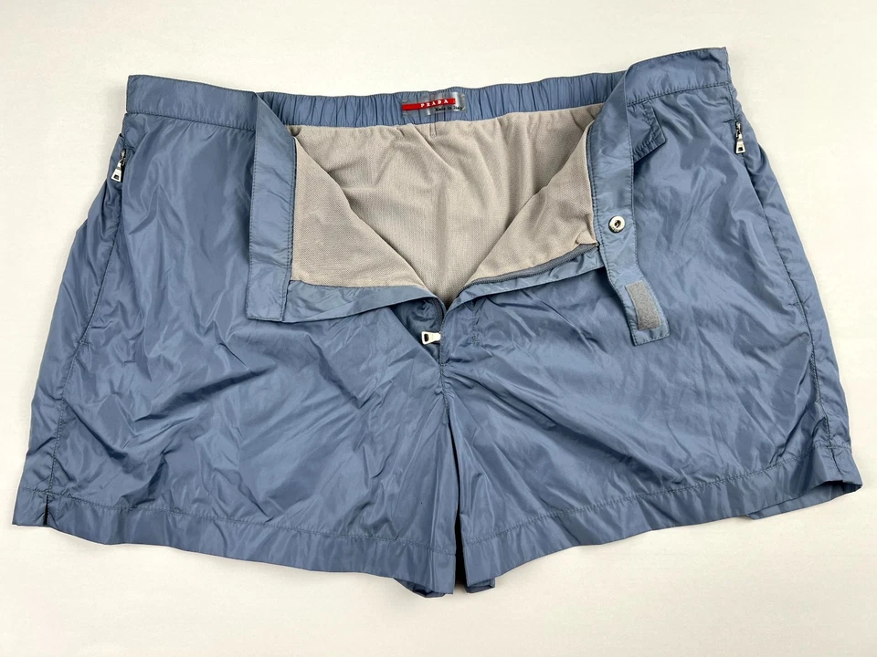 PRADA Linea Rossa Men’s Swim Shorts Blue Size 56 XL Made in Italy Nylon Mesh - Image 3 of 4