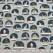 Christmas Snow Globes Llama by Dear Stella Blue Cotton Fabric by the HALF YARD
