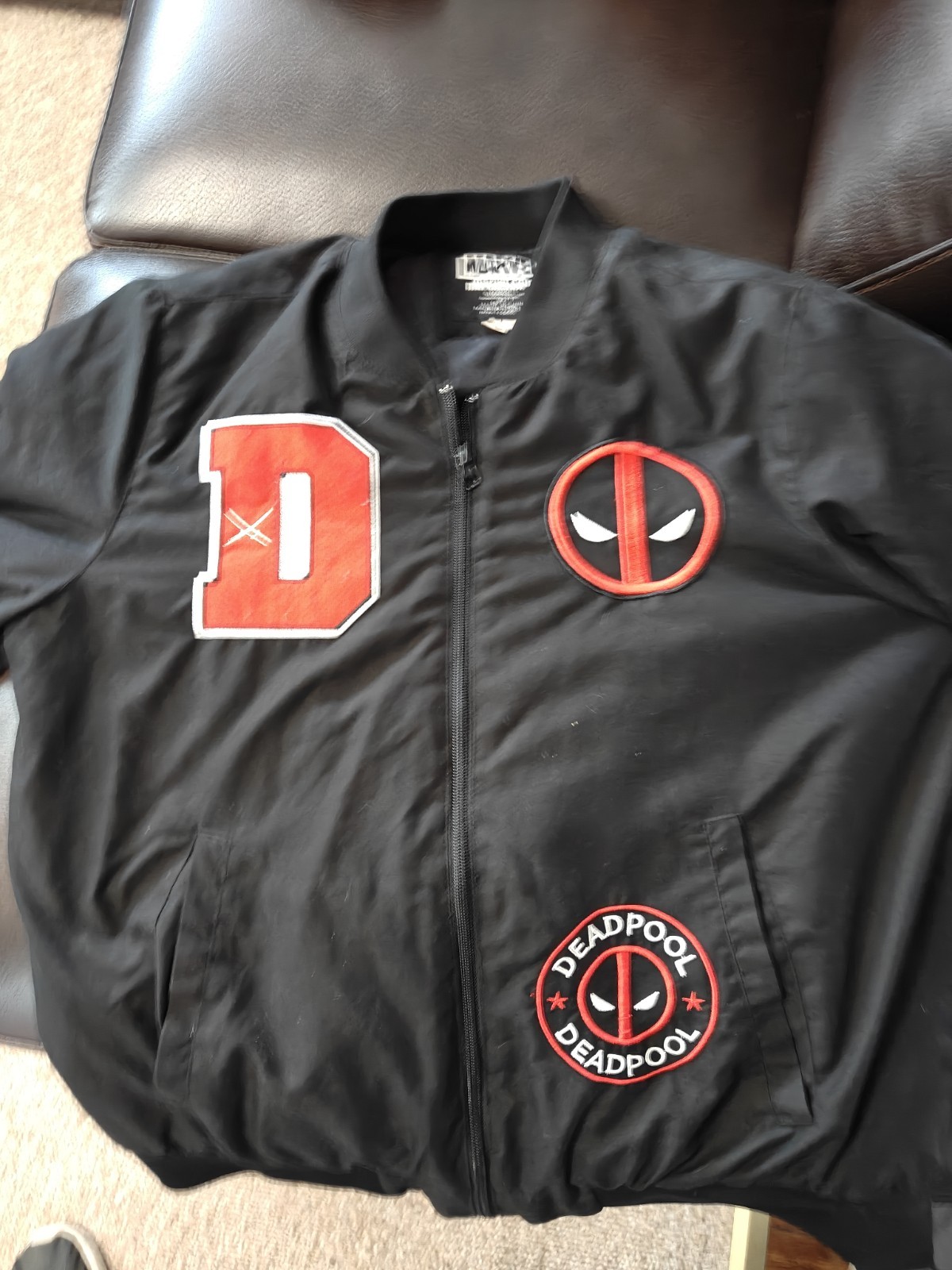 Deadpool Marvel Black Varsity Jacket Size Large - image 1