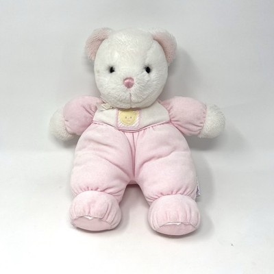 VTG 90s Eden Bear White Pink Velour Pajamas Satin Feet Soles 13'' Stuffed Plush
