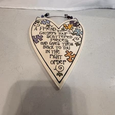 Spooner Creek Wall Hanging Heart “Friendship" Pottery: Made In Wisconsin