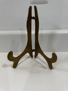 Vintage Brass Folding Easel /Plate Picture Stand Holder Deco 7”