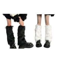Leg Warmer Women Faux Furs Fuzzy Long Boots Shoes Cuffs Cover Warm Furry Costume