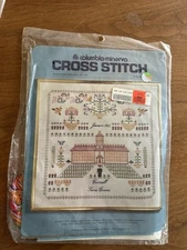 Columbia Minerva "Graduation" Stamped Cross Stitch Linen Sampler Kit 18x18 1975