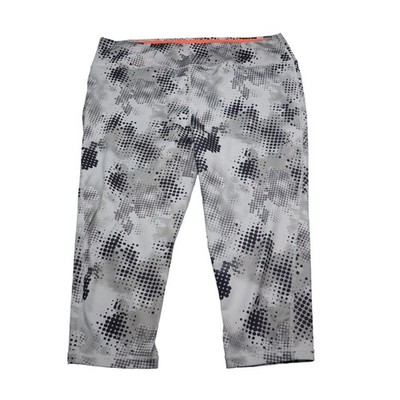 Pro Player Pants Women 2X Gray Black Geometric Active Capri Elastic Waist Yoga