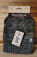 Bearpaw Boot Toppers, Charcoal Crochet Cable Knit Cuff Socks OS