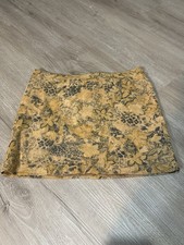 Express Genuine Leather Y2K Floral Mini Skirt   Gold  Black   Size S