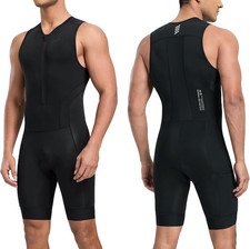 Men's Sleeveless Triathlon Suit - Quick-Dry, Padded, with Pockets
