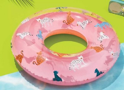 Sun Squad Inflatable Swim Tube 31'' Diameter  Big Cats Pink Bottom Pool Float NIP