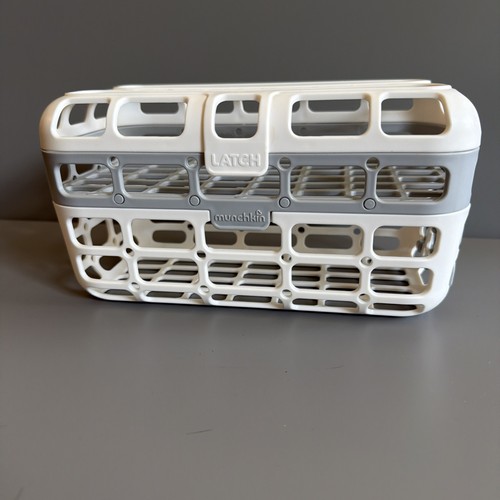 Munchkin High Capacity Dishwasher Basket White & Gray, BPA Free Dual Compartme