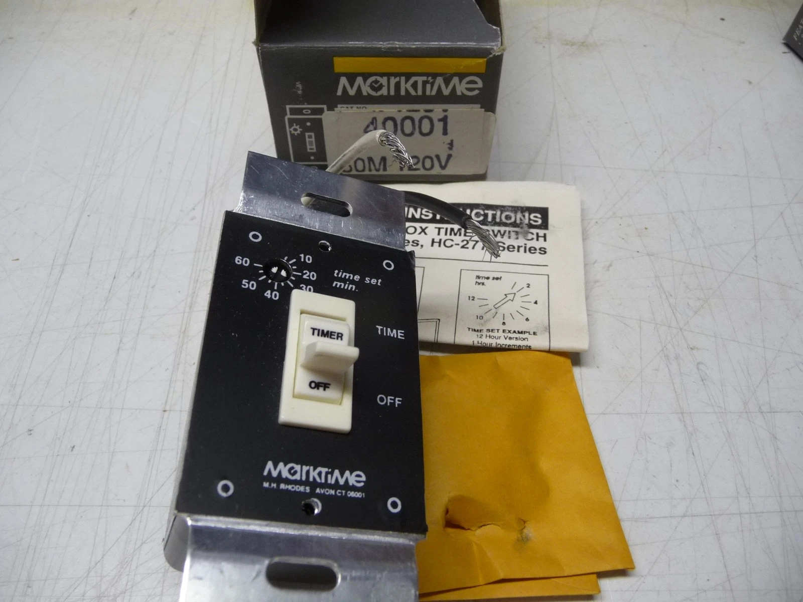 Marktime #40001, Interval Wall Box Time Switch, 60 Min., 15A @125VAC, New in Box
