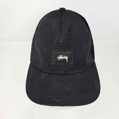 Stussy Hat Cap Strap Back Black Nylon Patch Embroidered Dad Mens