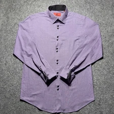 Pascal Morabito Shirt Mens XXL Purple Long Sleeves Button Down Geometric Print