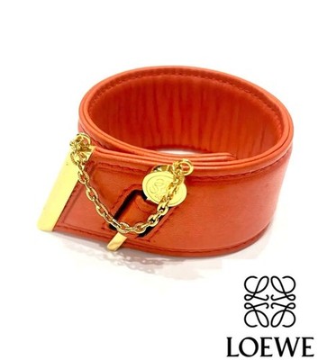 Loewe Women Bracelet Bangle Anagram Charm Leather Orange Limited Edition VHTF De