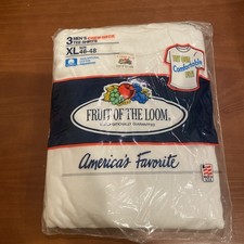 Vtg 1992 Fruit of the Loom Men's 3 Pack Crew Neck White T-Shirts 46-48 XL