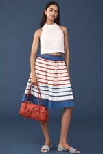 NWT Anthropologie The Jacie Poplin Skirt by Maeve Size Small In Red/White/Blue