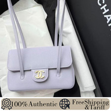 Auth Chanel Preppy Coco Mini Caviar GHW  Shoulder Handbag Lavender Purple